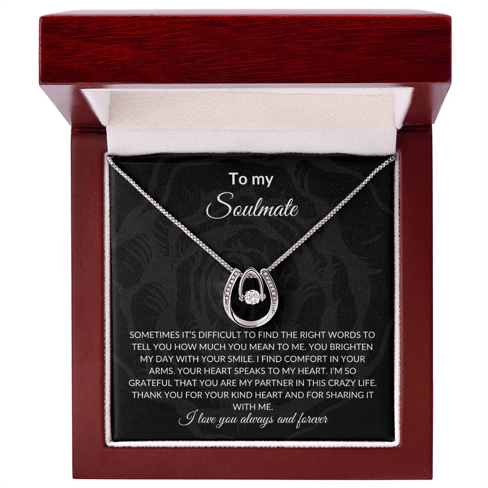 To My Soulmate | Lucky In Love Necklace| Gift to Wife | Wedding Anniversary Gift to Wife| Mother's Day Gift | Birthday Gift to Wife