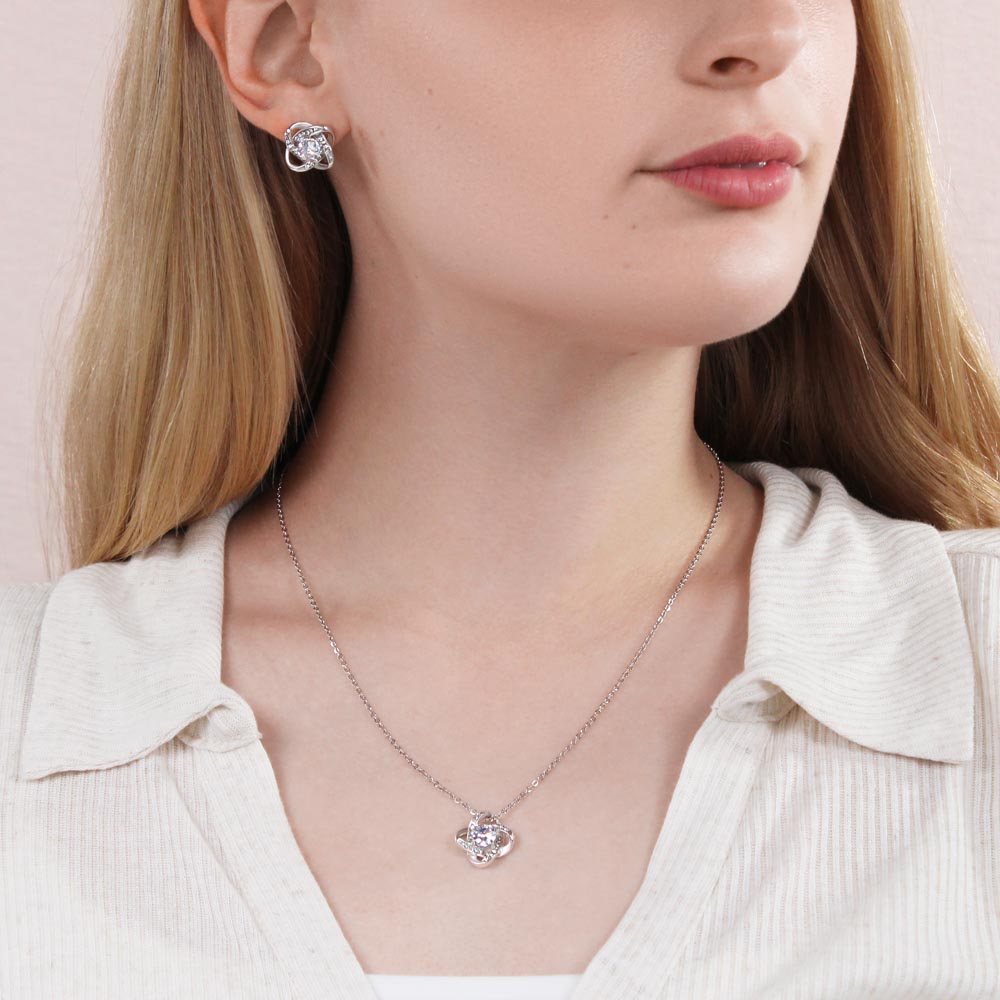 To My Beautiful Mom | Love Knot Earring & Necklace Set| Mother's Day Gift| Birthday Gift for Mom