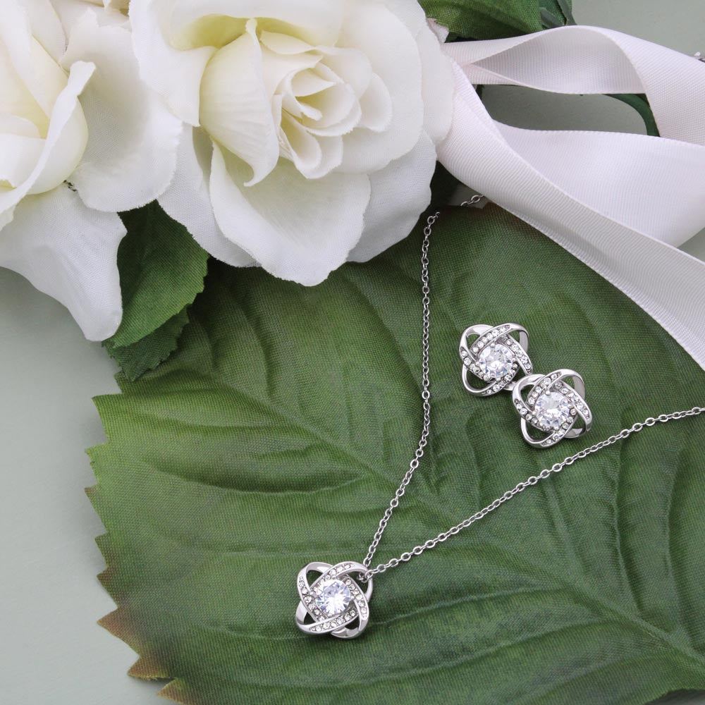 To My Beautiful Mom | Love Knot Earring & Necklace Set| Mother's Day Gift| Birthday Gift for Mom