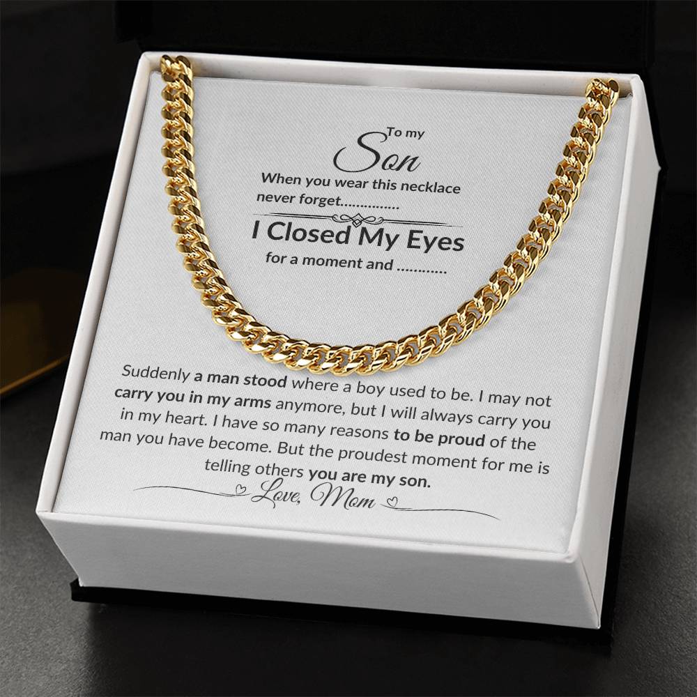 To My Son From Mom| Cuban Link Chain| Gift to Son from Mother| Birthday Gift to Son from Mother