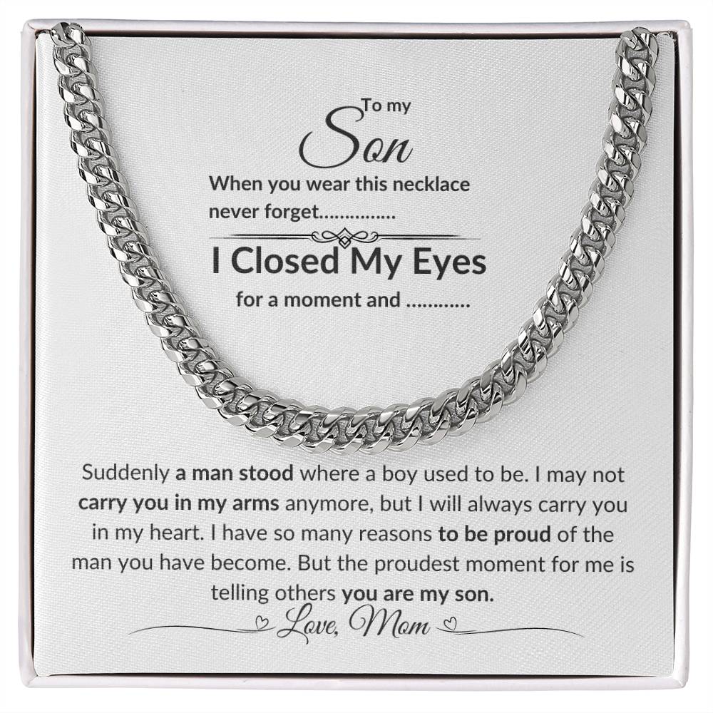 To My Son From Mom| Cuban Link Chain| Gift to Son from Mother| Birthday Gift to Son from Mother