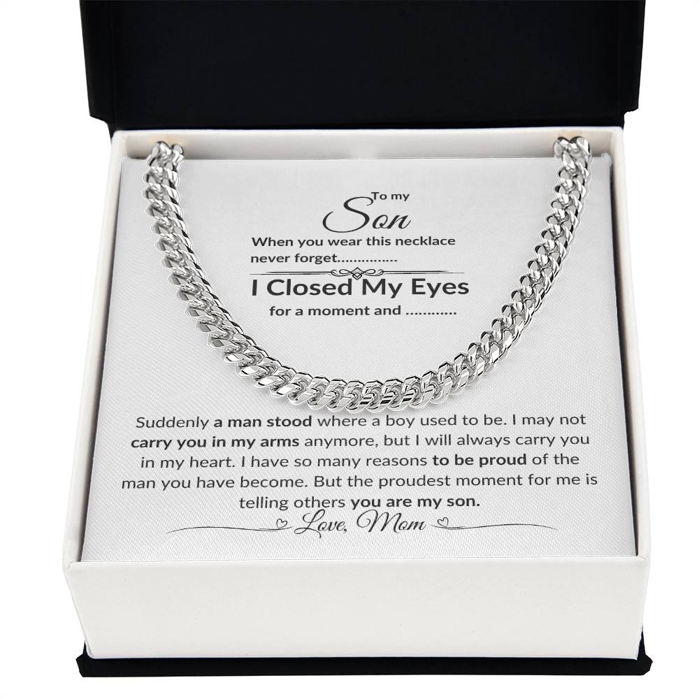 To My Son From Mom| Cuban Link Chain| Gift to Son from Mother| Birthday Gift to Son from Mother