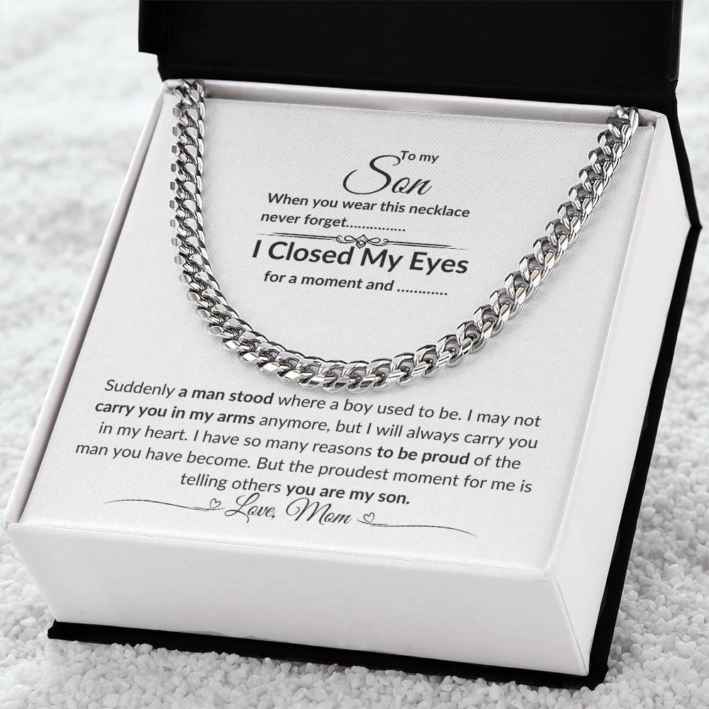 To My Son From Mom| Cuban Link Chain| Gift to Son from Mother| Birthday Gift to Son from Mother