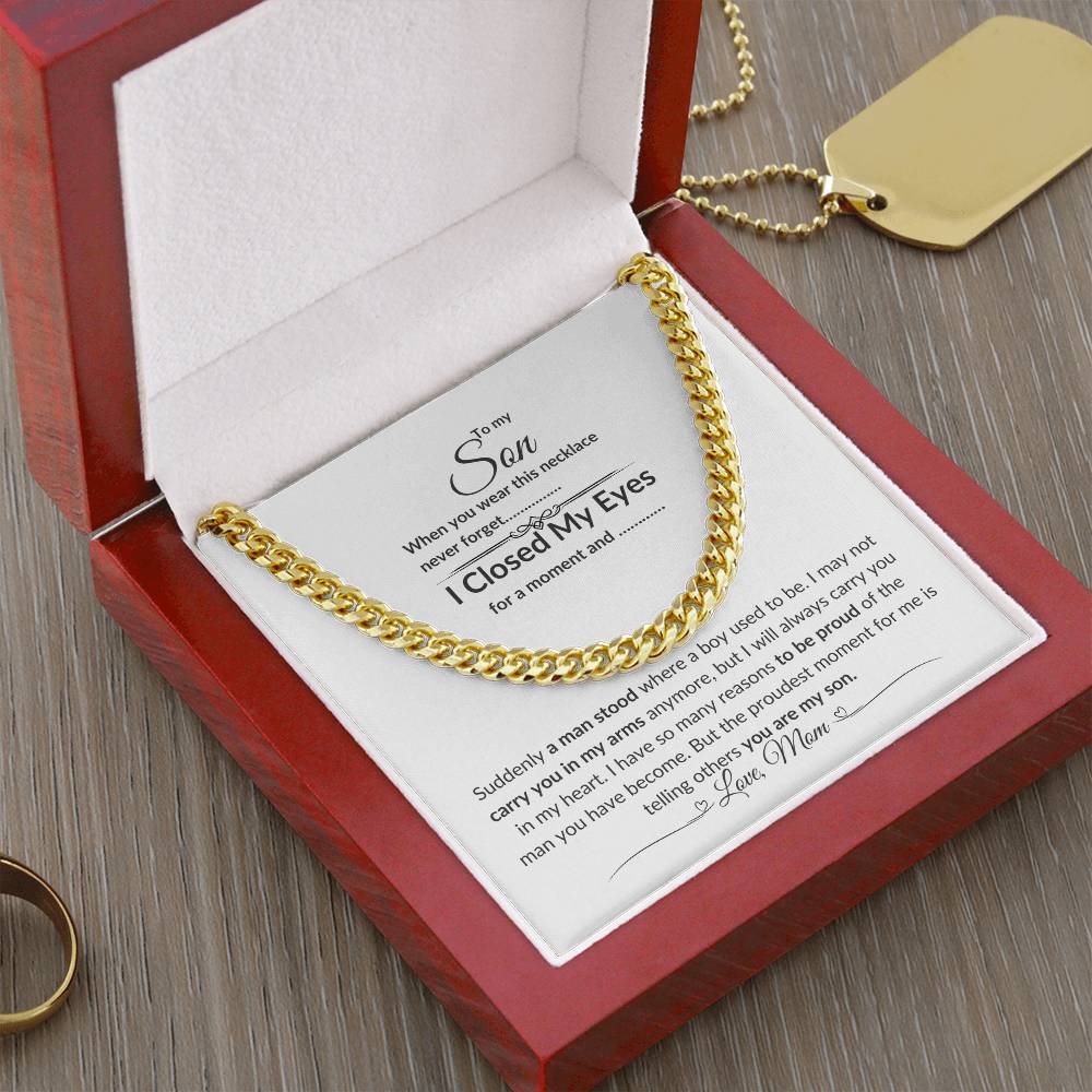 To My Son From Mom| Cuban Link Chain| Gift to Son from Mother| Birthday Gift to Son from Mother