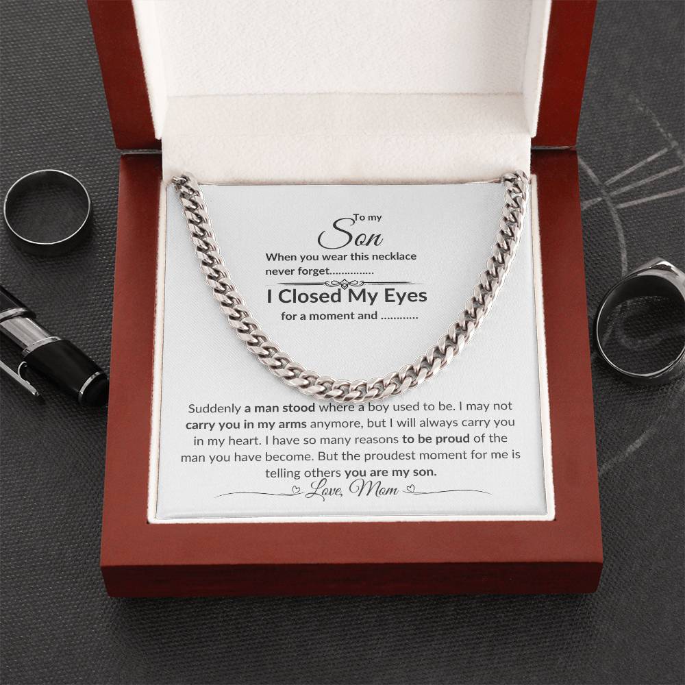 To My Son From Mom| Cuban Link Chain| Gift to Son from Mother| Birthday Gift to Son from Mother