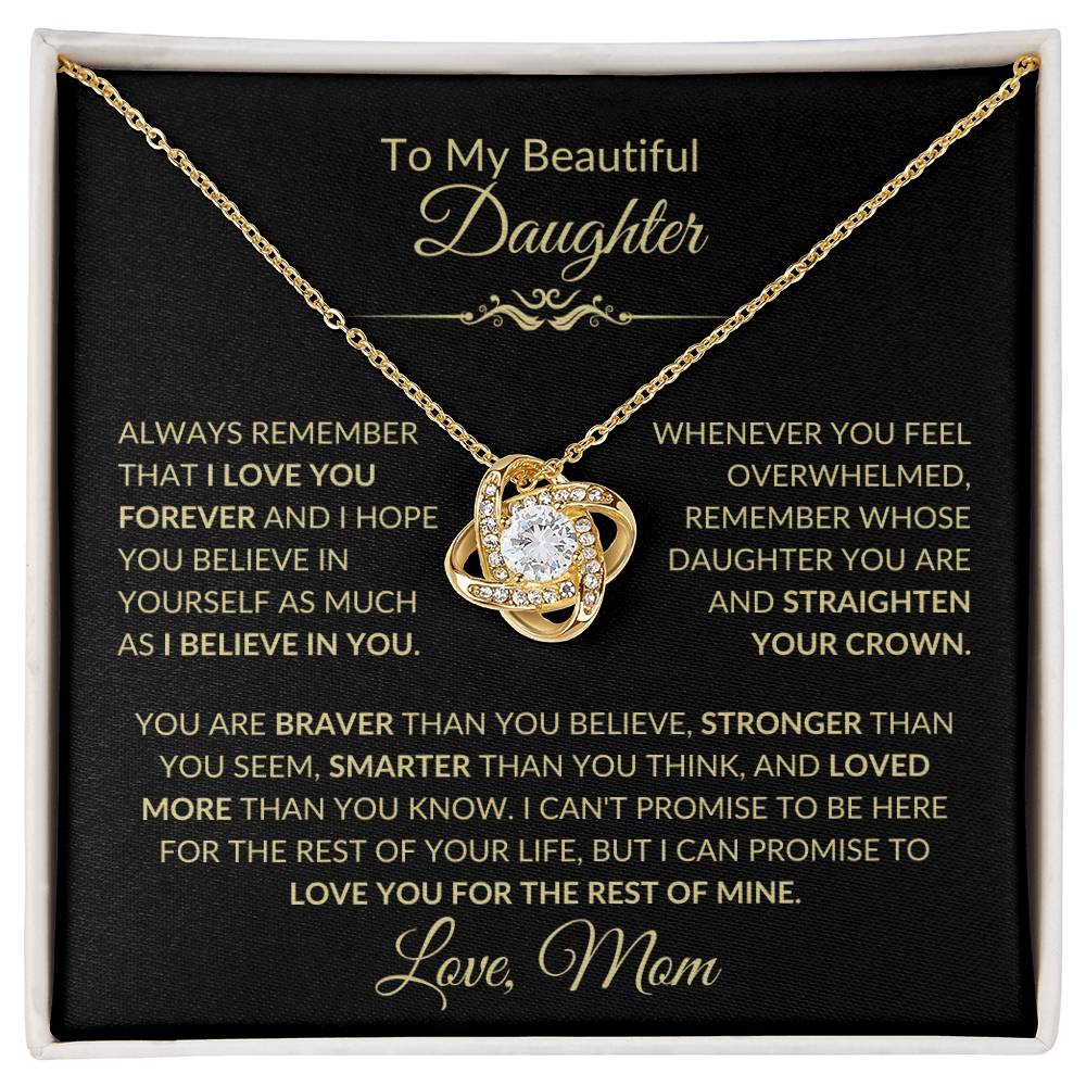 Beautiful Gift for Daughter From Mom "Never Forget That I Love You" Necklace