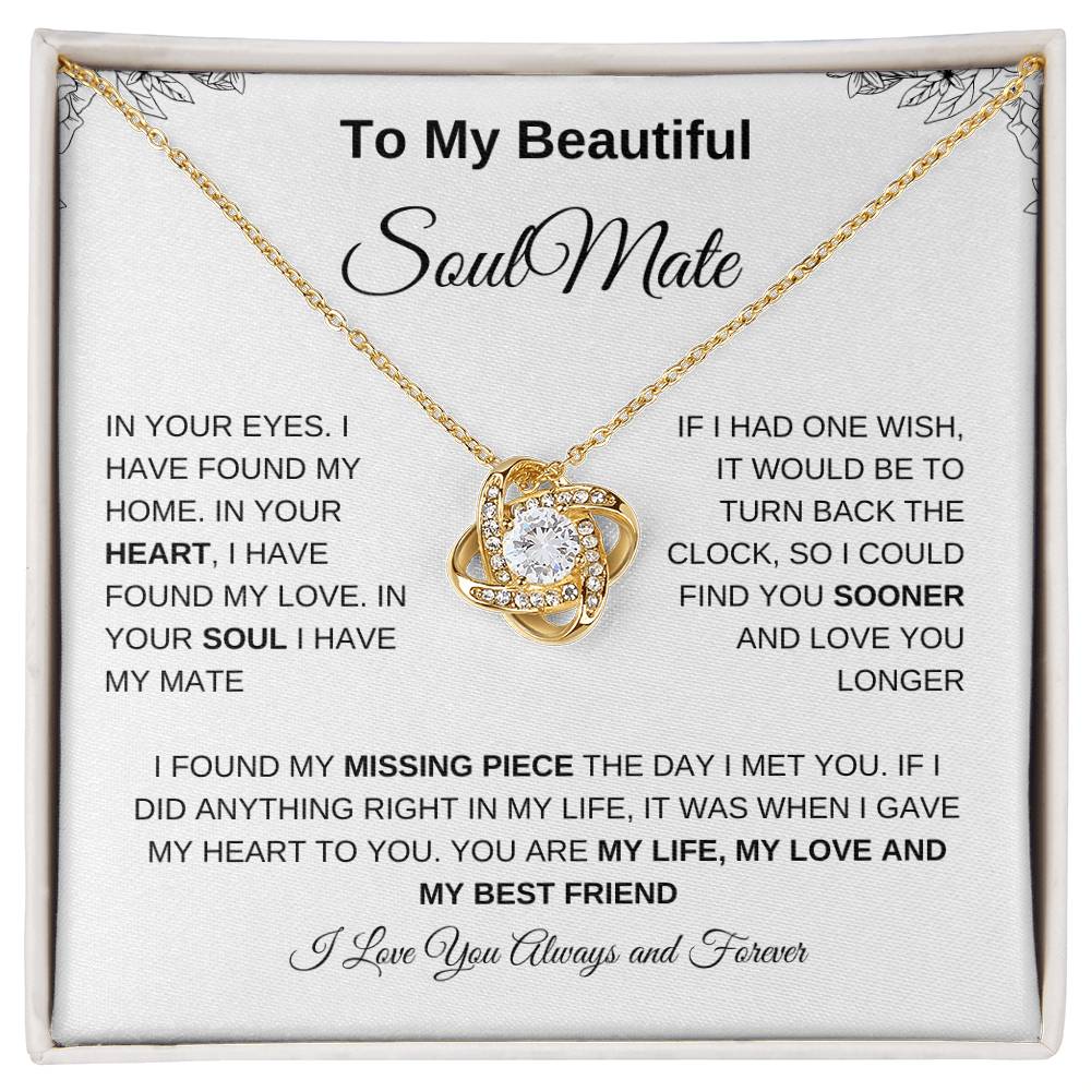 To My Beautiful Soulmate | Love Knot Necklace| Gift to Wife| Birthday Gift to Wife| Mother's Day Gift| Anniversary Gift to Wife