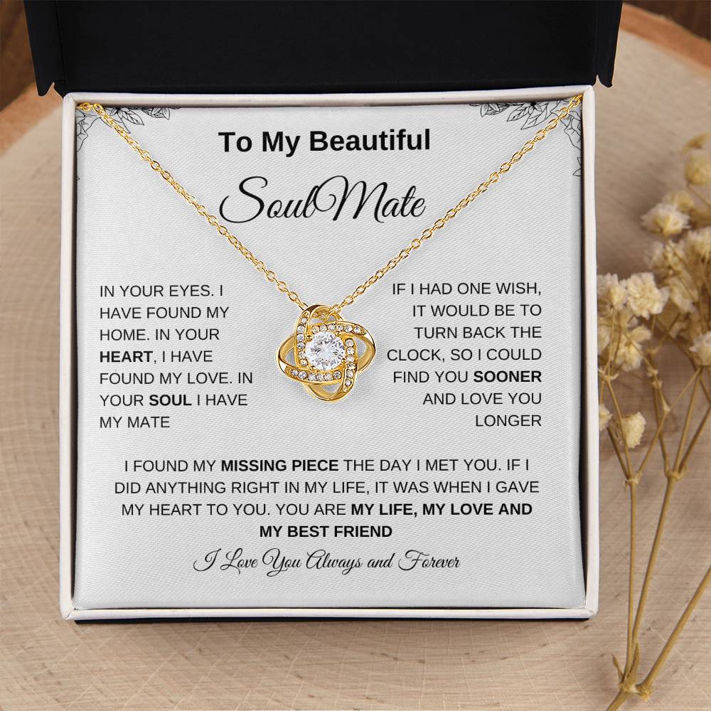 To My Beautiful Soulmate | Love Knot Necklace| Gift to Wife| Birthday Gift to Wife| Mother's Day Gift| Anniversary Gift to Wife