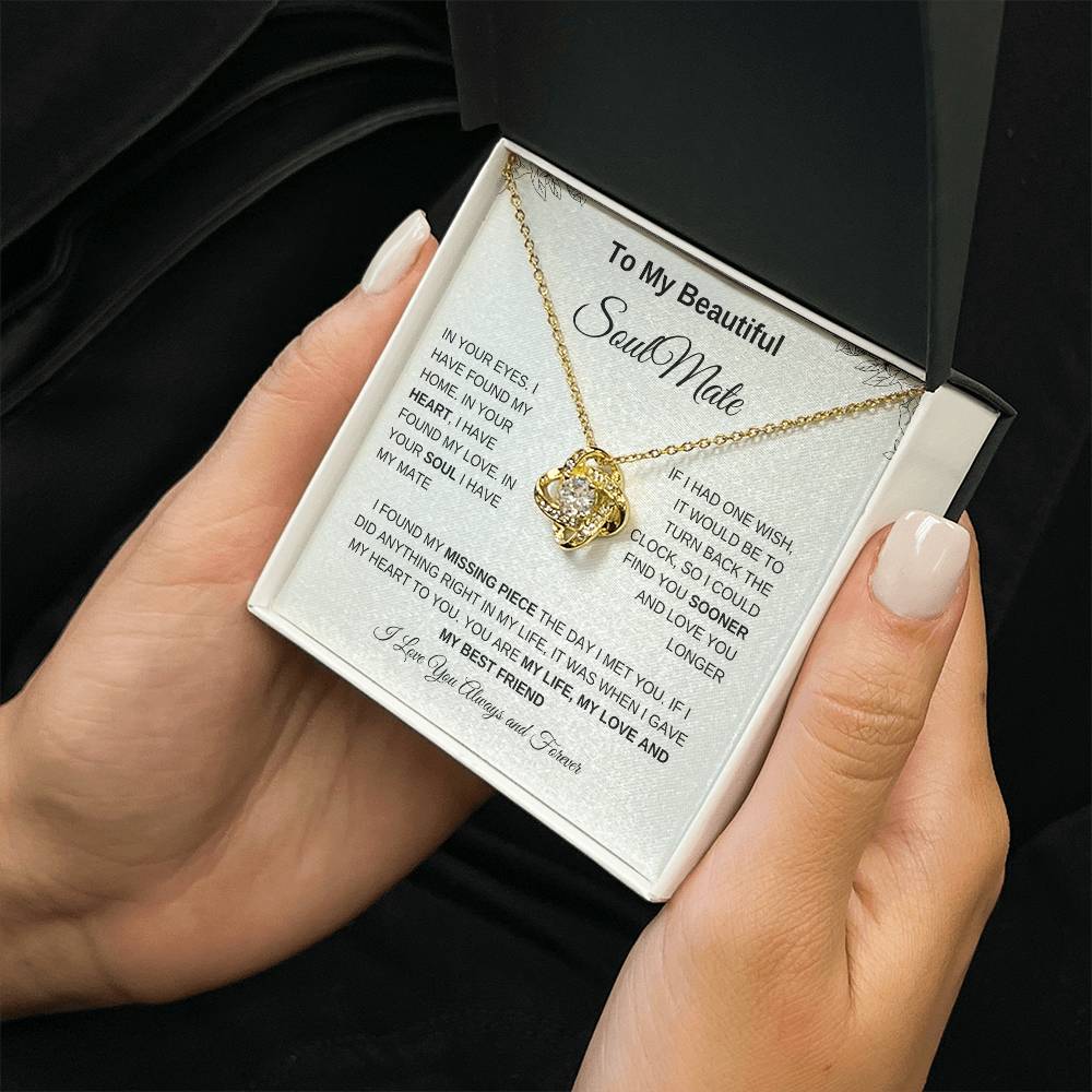 To My Beautiful Soulmate | Love Knot Necklace| Gift to Wife| Birthday Gift to Wife| Mother's Day Gift| Anniversary Gift to Wife