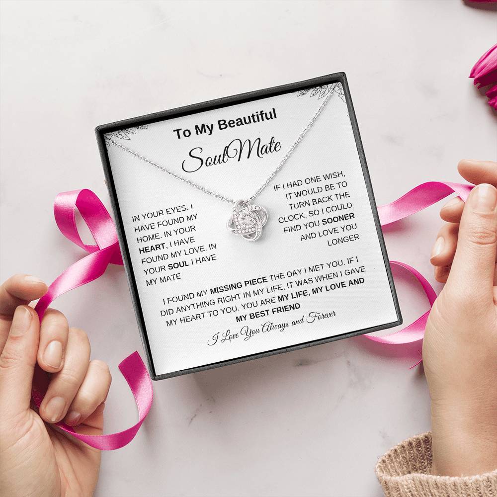 To My Beautiful Soulmate | Love Knot Necklace| Gift to Wife| Birthday Gift to Wife| Mother's Day Gift| Anniversary Gift to Wife