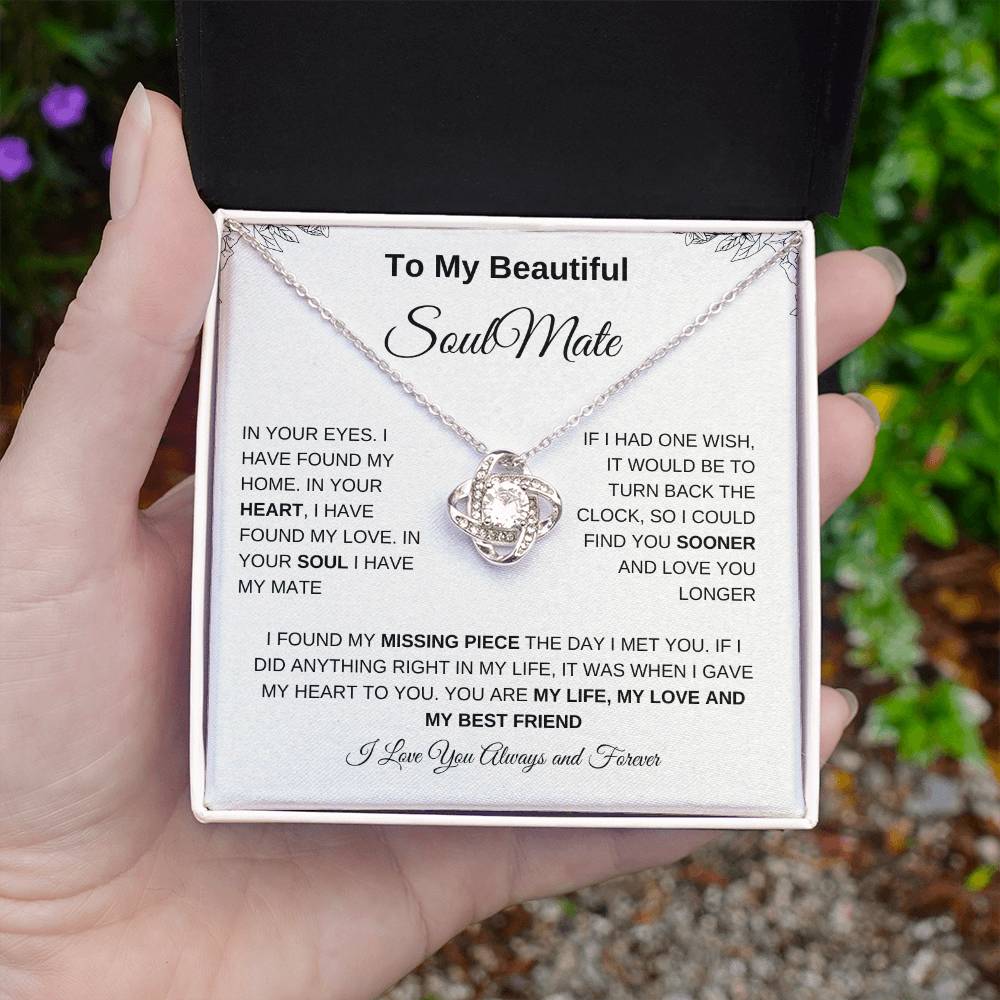 To My Beautiful Soulmate | Love Knot Necklace| Gift to Wife| Birthday Gift to Wife| Mother's Day Gift| Anniversary Gift to Wife