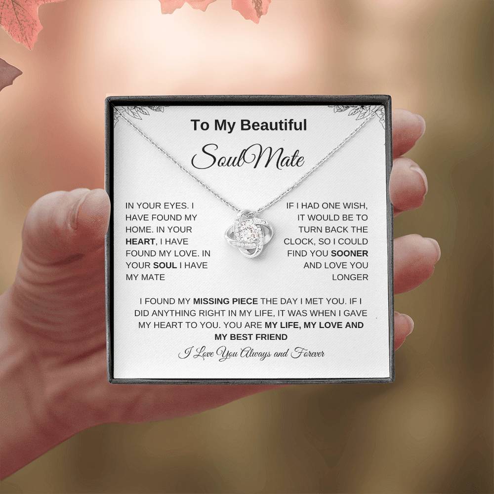 To My Beautiful Soulmate | Love Knot Necklace| Gift to Wife| Birthday Gift to Wife| Mother's Day Gift| Anniversary Gift to Wife