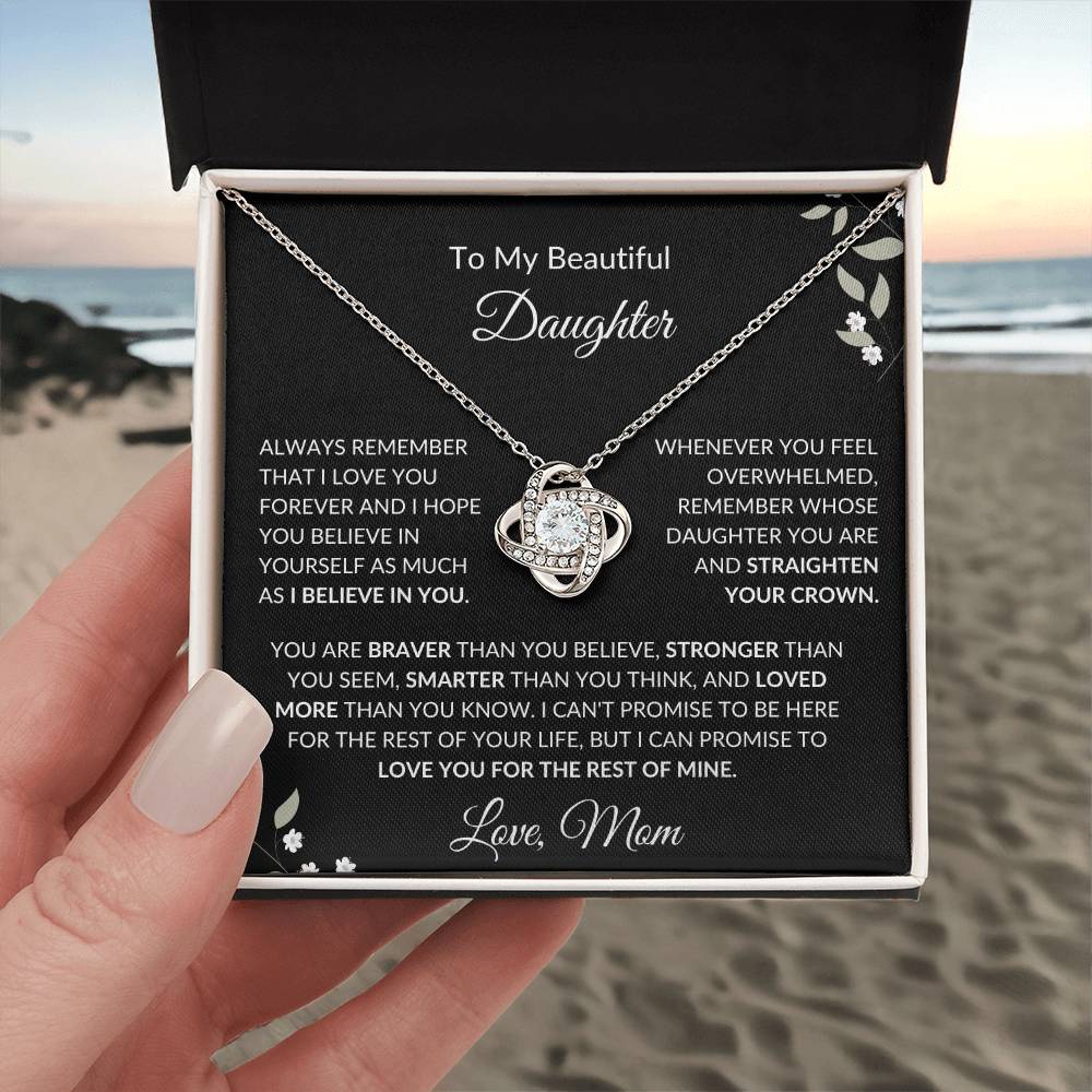 To My Beautiful Daughter from Mom | Love Knot Necklace| Birthday Gift to Daughter from Mom| Gift to Daughter from Mom