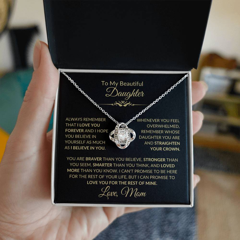 Beautiful Gift for Daughter From Mom "Never Forget That I Love You" Necklace