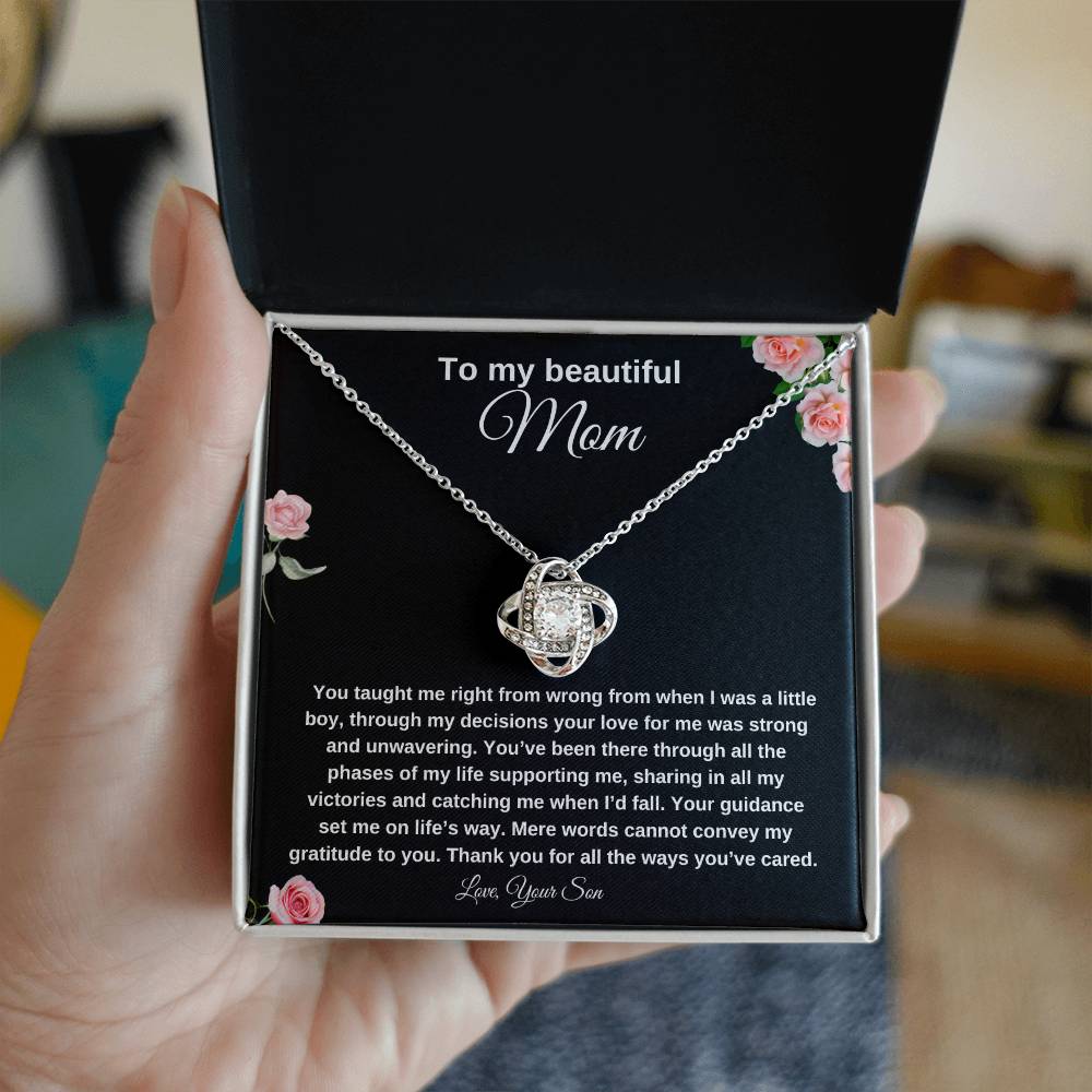 To My Beautiful Mom | Love Knot Necklace| Mother's Day Gift| Gift to Mother| Birthday Gift to Mother