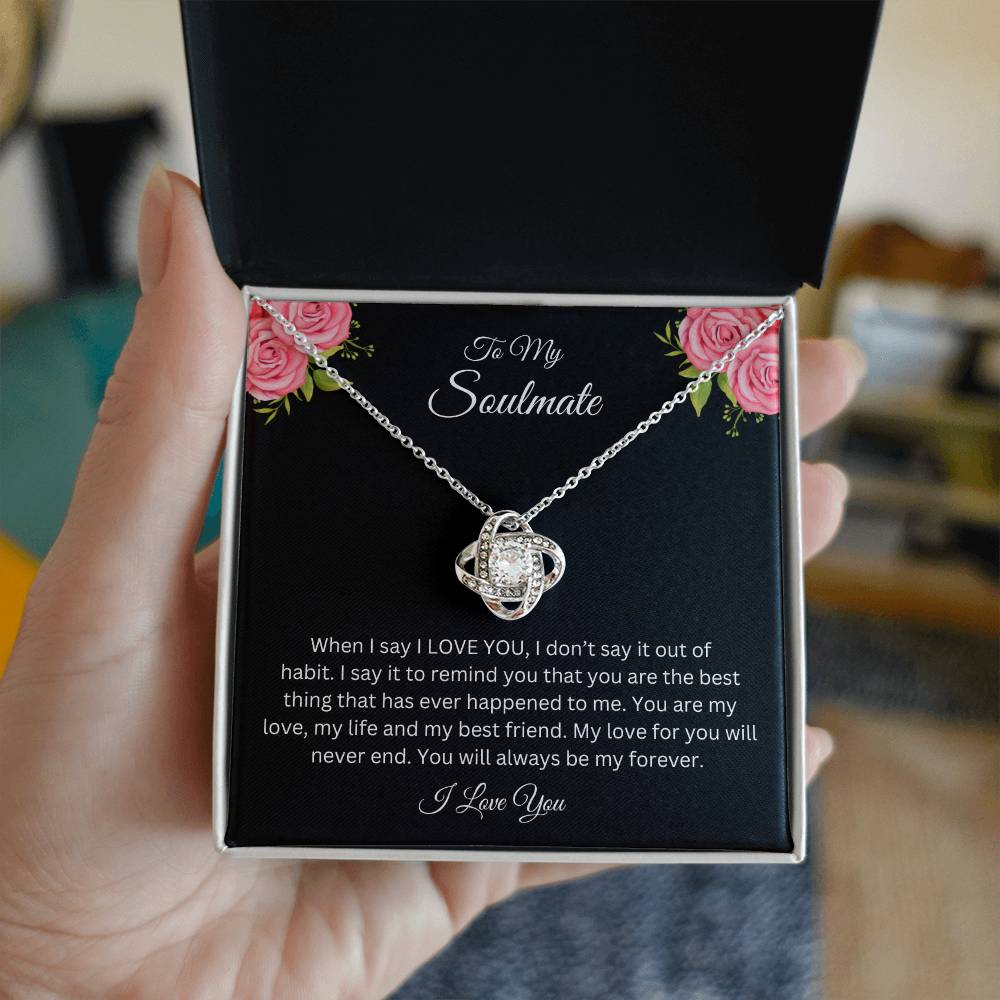 To My Soulmate | Love Knot Necklace| Gift to Wife| Birthday Gift to Wife| Mother's Day Gift| Anniversary Gift to Wife