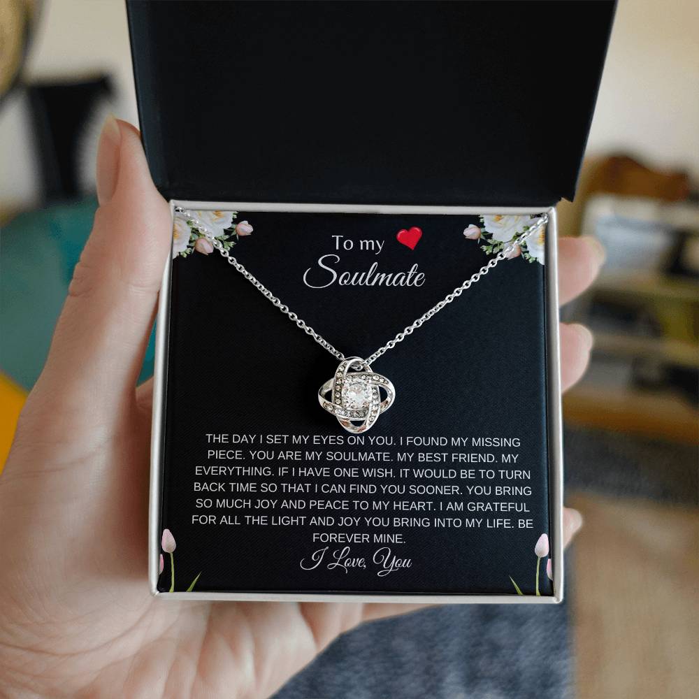 To My Soulmate (With a Heart) | Love Knot Necklace| Gift to Wife| Birthday Gift to Wife| Mother's Day Gift| Anniversary Gift to Wife