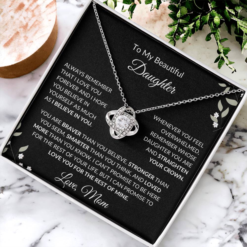 To My Beautiful Daughter from Mom | Love Knot Necklace| Birthday Gift to Daughter from Mom| Gift to Daughter from Mom