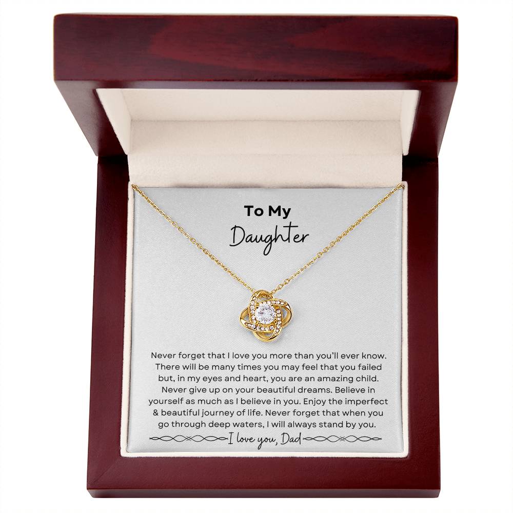 To My Daughter from Dad | Love Knot Necklace| Gift to Daughter from Dad| Birthday Gift to Daughter from Dad