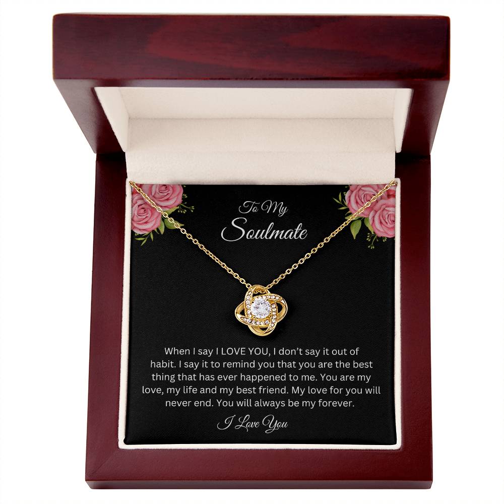 To My Soulmate | Love Knot Necklace| Gift to Wife| Birthday Gift to Wife| Mother's Day Gift| Anniversary Gift to Wife