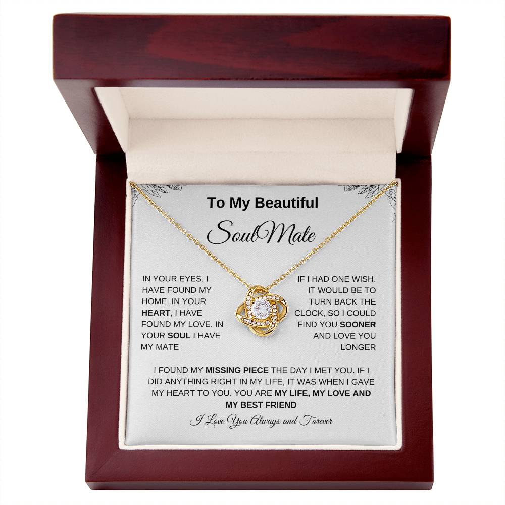 To My Beautiful Soulmate | Love Knot Necklace| Gift to Wife| Birthday Gift to Wife| Mother's Day Gift| Anniversary Gift to Wife
