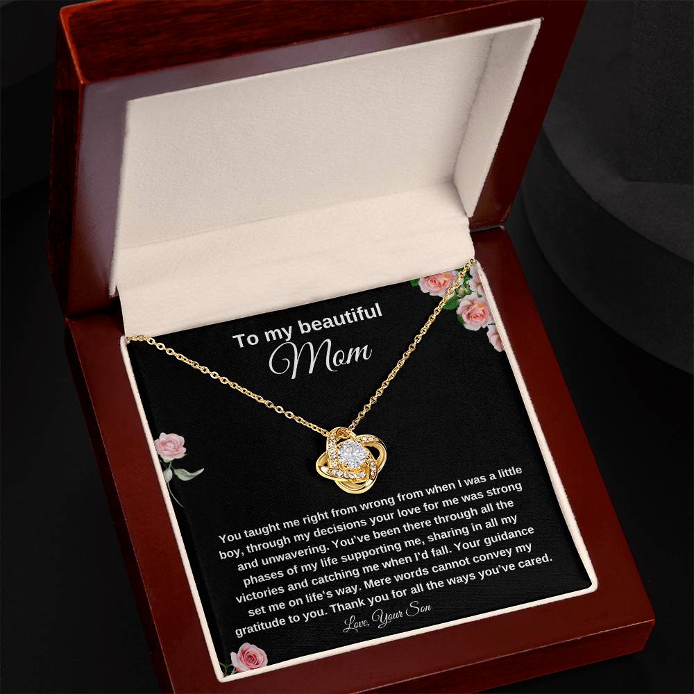 To My Beautiful Mom | Love Knot Necklace| Mother's Day Gift| Gift to Mother| Birthday Gift to Mother