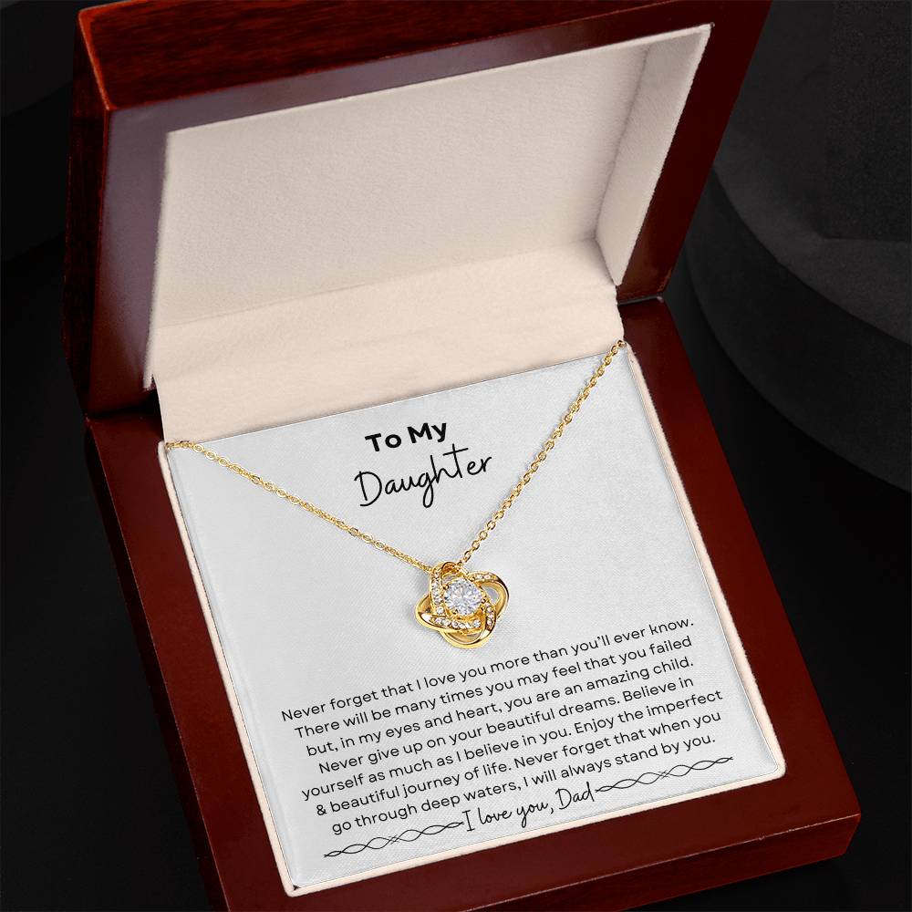 To My Daughter from Dad | Love Knot Necklace| Gift to Daughter from Dad| Birthday Gift to Daughter from Dad