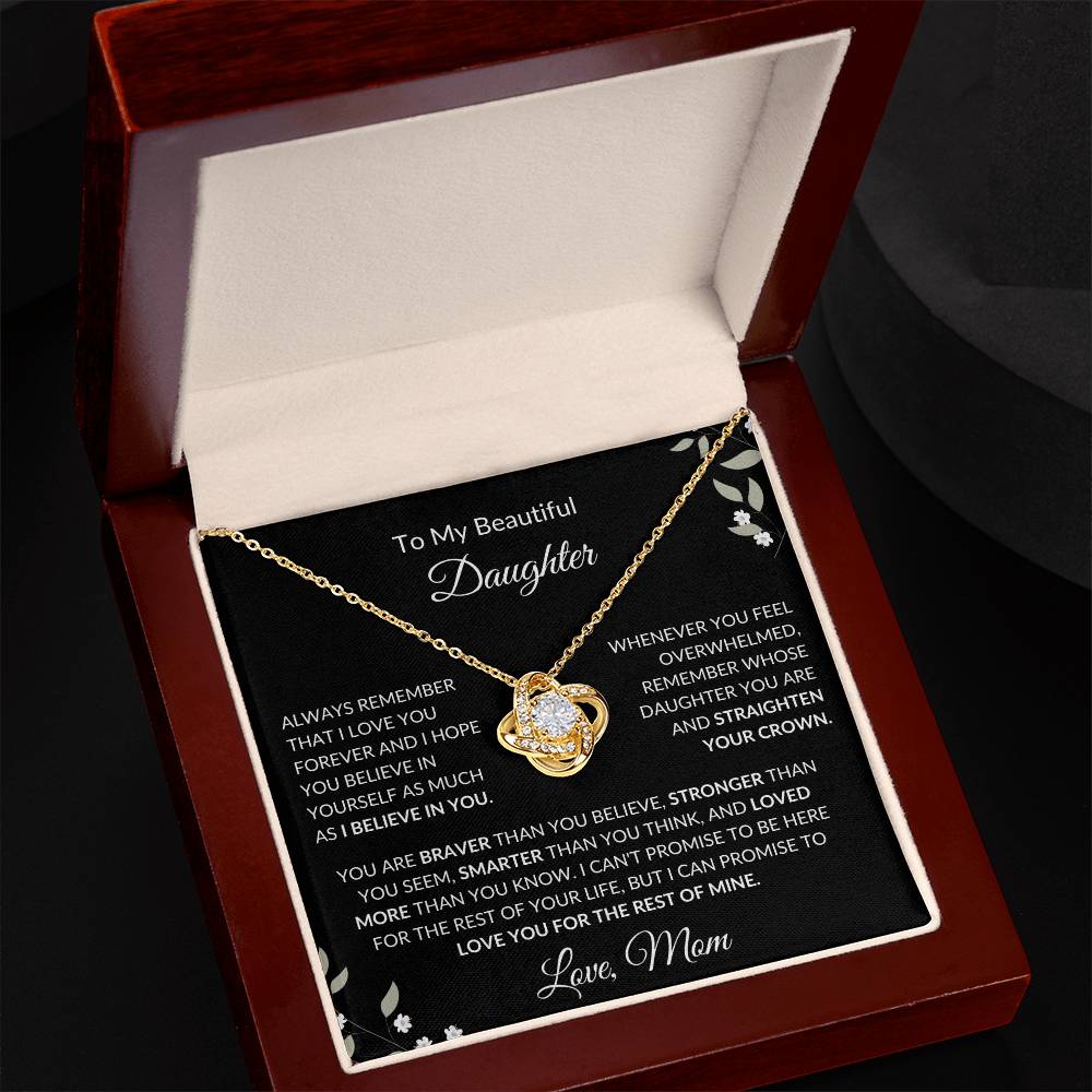 To My Beautiful Daughter from Mom | Love Knot Necklace| Birthday Gift to Daughter from Mom| Gift to Daughter from Mom