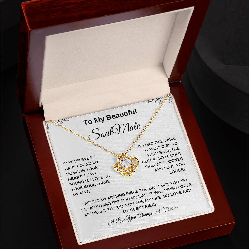 To My Beautiful Soulmate | Love Knot Necklace| Gift to Wife| Birthday Gift to Wife| Mother's Day Gift| Anniversary Gift to Wife