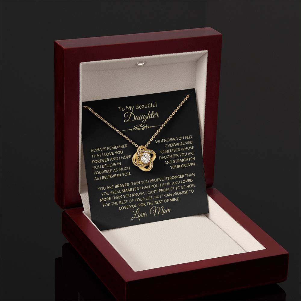 Beautiful Gift for Daughter From Mom "Never Forget That I Love You" Necklace