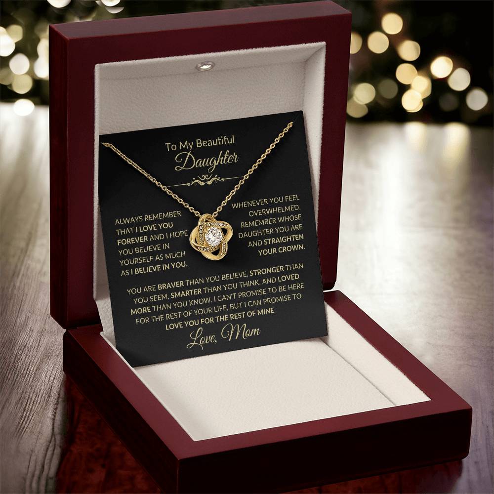 Beautiful Gift for Daughter From Mom "Never Forget That I Love You" Necklace