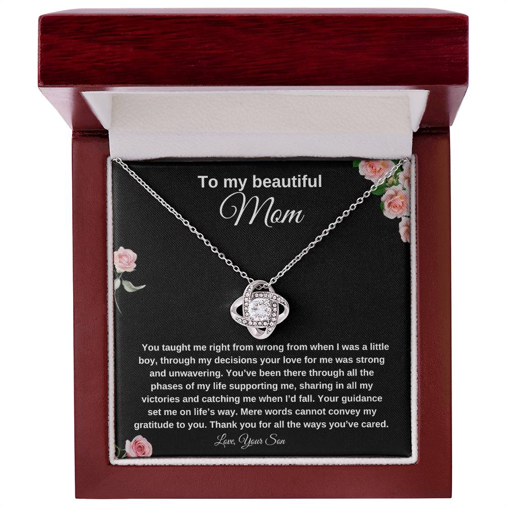 To My Beautiful Mom | Love Knot Necklace| Mother's Day Gift| Gift to Mother| Birthday Gift to Mother