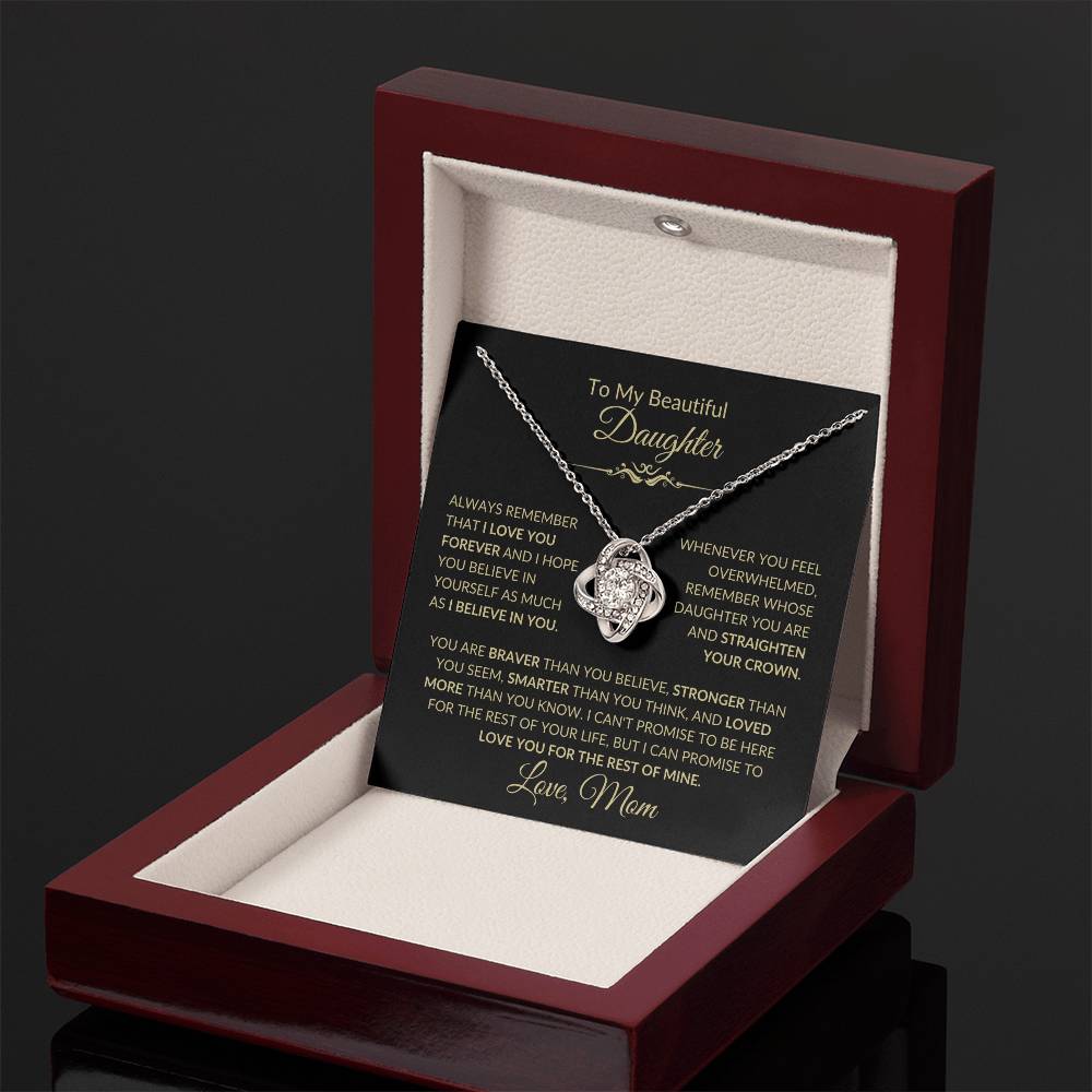 Beautiful Gift for Daughter From Mom "Never Forget That I Love You" Necklace