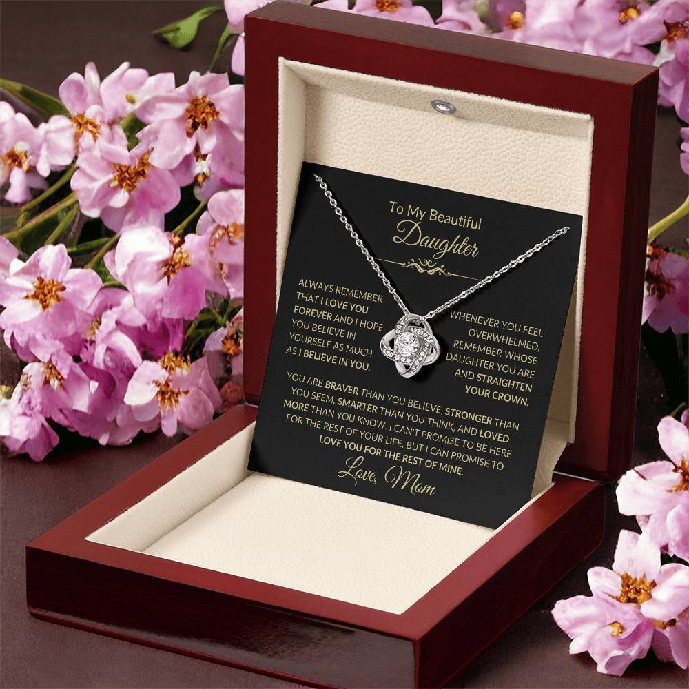 Beautiful Gift for Daughter From Mom "Never Forget That I Love You" Necklace