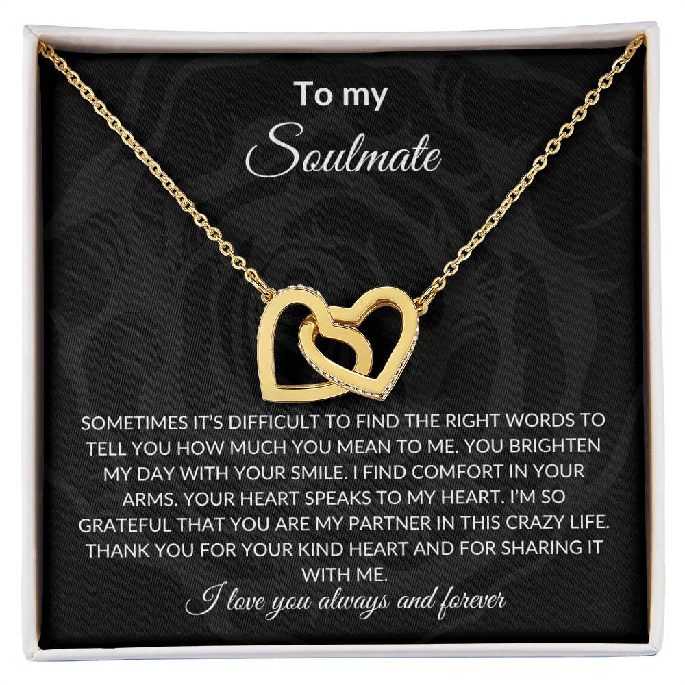 To My Soulmate | Interlocking Hearts Necklace| Gift to Wife | Wedding Anniversary Gift to Wife| Mother's Day Gift | Birthday Gift to Wife