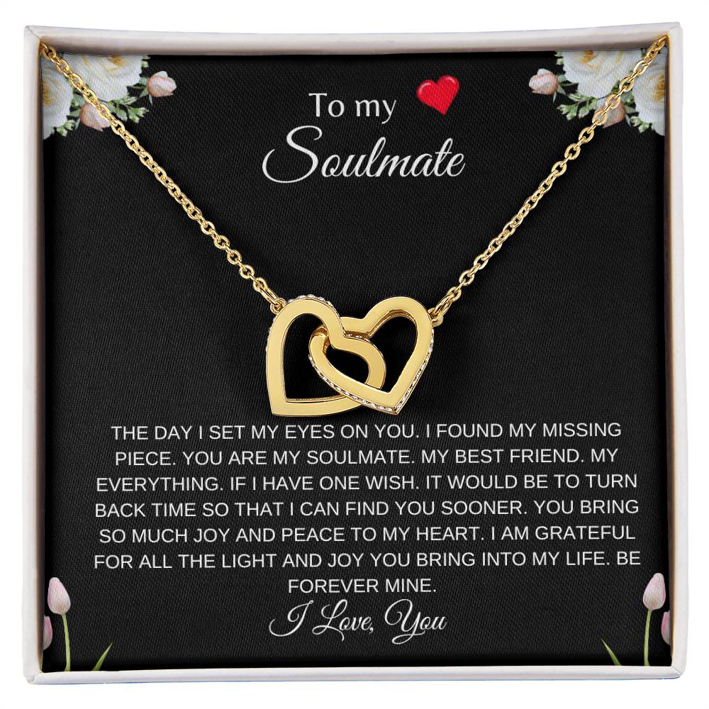 To My Soulmate | Interlocking Heart Necklace| Gift to Wife| Birthday Gift to Wife| Mother's Day Gift| Anniversary Gift to Wife