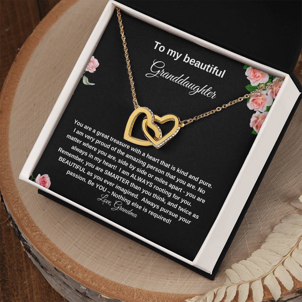 To My Beautiful Granddaughter | Interlocking Heart Necklace| Gift to Granddaughter| Birthday Gift for Granddaughter