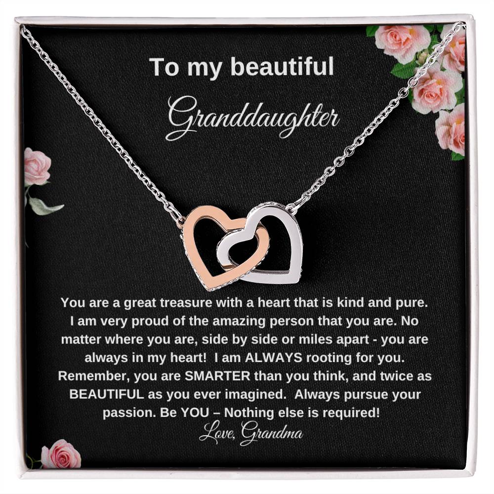 To My Beautiful Granddaughter | Interlocking Heart Necklace| Gift to Granddaughter| Birthday Gift for Granddaughter