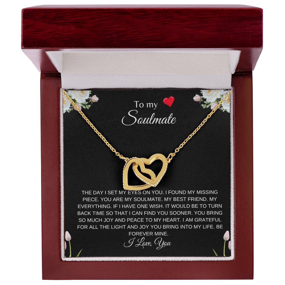 To My Soulmate | Interlocking Heart Necklace| Gift to Wife| Birthday Gift to Wife| Mother's Day Gift| Anniversary Gift to Wife