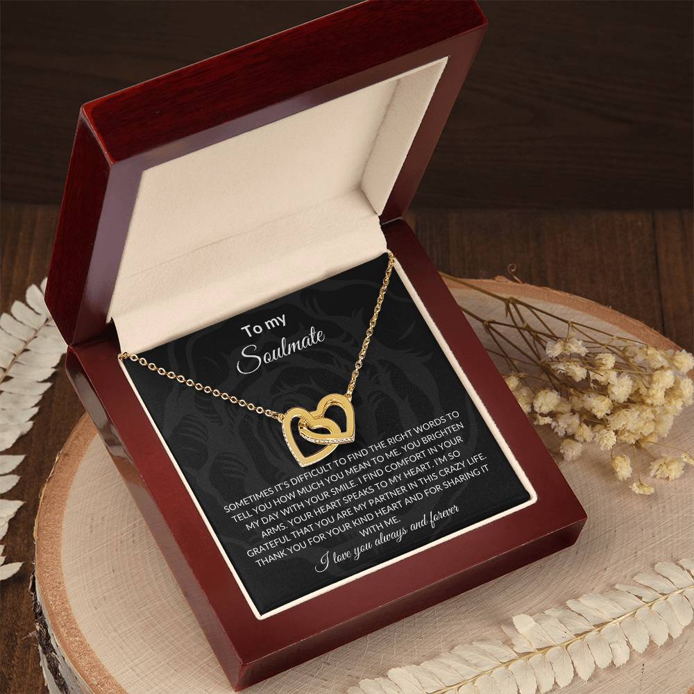 To My Soulmate | Interlocking Hearts Necklace| Gift to Wife | Wedding Anniversary Gift to Wife| Mother's Day Gift | Birthday Gift to Wife