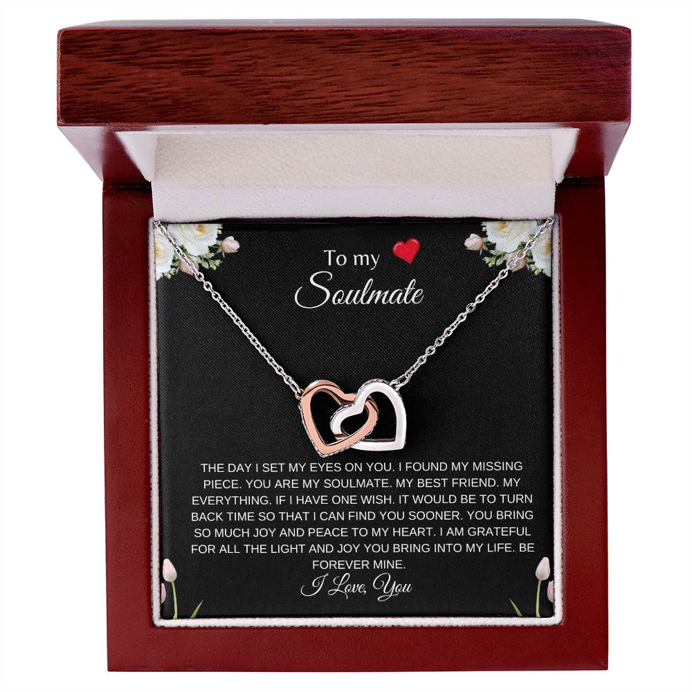 To My Soulmate | Interlocking Heart Necklace| Gift to Wife| Birthday Gift to Wife| Mother's Day Gift| Anniversary Gift to Wife