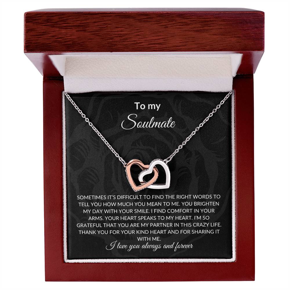 To My Soulmate | Interlocking Hearts Necklace| Gift to Wife | Wedding Anniversary Gift to Wife| Mother's Day Gift | Birthday Gift to Wife