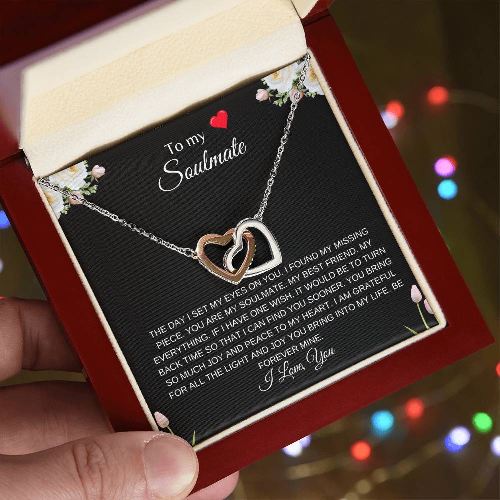 To My Soulmate | Interlocking Heart Necklace| Gift to Wife| Birthday Gift to Wife| Mother's Day Gift| Anniversary Gift to Wife