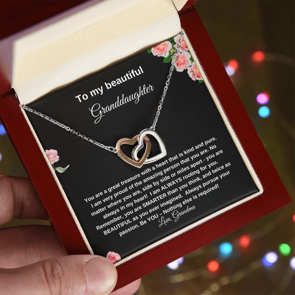 To My Beautiful Granddaughter | Interlocking Heart Necklace| Gift to Granddaughter| Birthday Gift for Granddaughter
