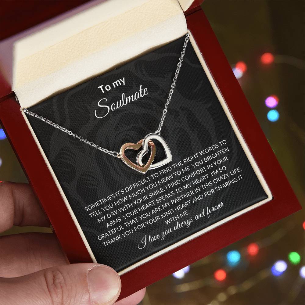 To My Soulmate | Interlocking Hearts Necklace| Gift to Wife | Wedding Anniversary Gift to Wife| Mother's Day Gift | Birthday Gift to Wife