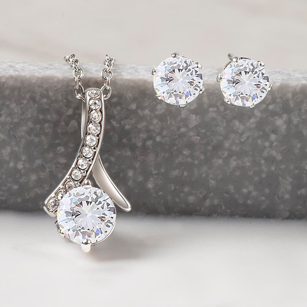 To My Beautiful Daughter from Dad | Alluring Beauty + Clear CZ Earrings| Gift to Daughter from Dad| Birthday Gift to Daughter from Dad