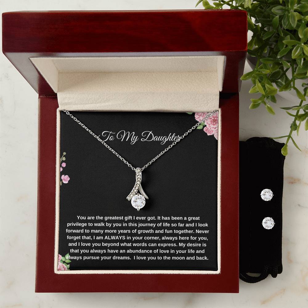 To My Daughter | Alluring Beauty + Clear CZ Earrings| Gift to Daughter| Birthday Gift to Daughter