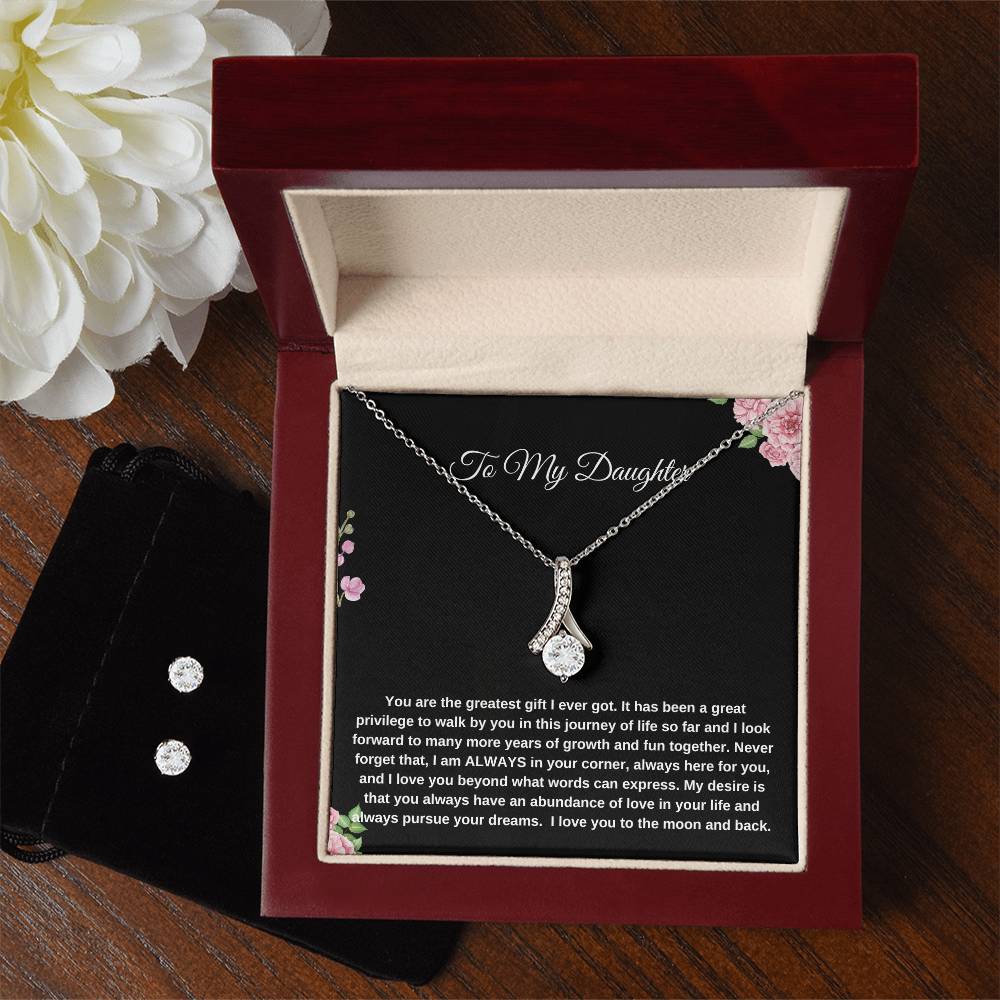 To My Daughter | Alluring Beauty + Clear CZ Earrings| Gift to Daughter| Birthday Gift to Daughter