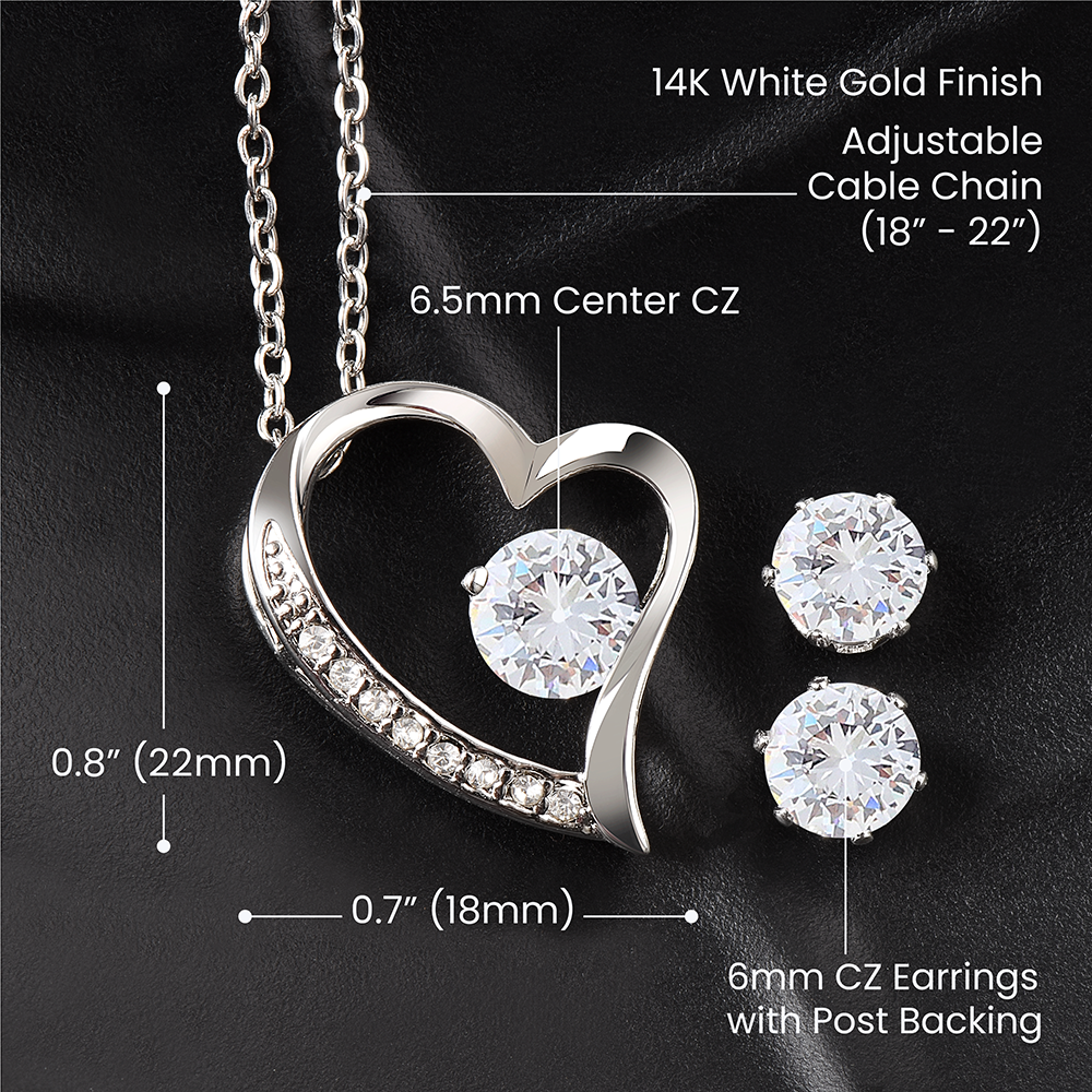 To My Soulmate | Forever Love Necklace + Clear CZ Earrings| Gift to Wife| Birthday Gift to Wife| Mother's Day Gift| Anniversary Gift to Wife