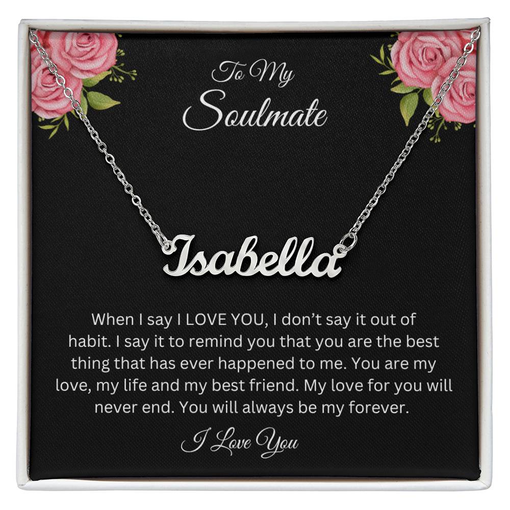 To My Soulmate | Name Necklace| Gift to Wife| Birthday Gift to Wife| Mother's Day Gift| Anniversary Gift to Wife